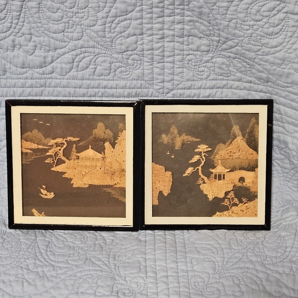 FUZHOU CORK PICTURES SET OF 2